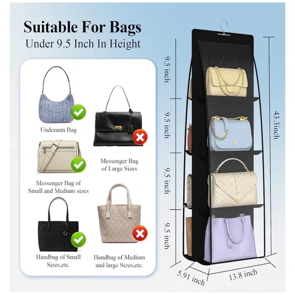 Purse Hanger and Handbag Organizer for Space Saving - Picture 2 of 3